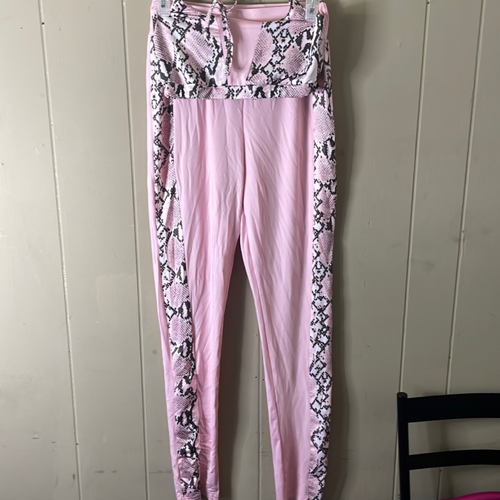 Pink Snake skin 2 piece outfit